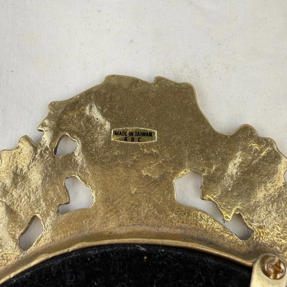 Vintage Ornate Brass Oval Picture Frame Floral Scroll Hollywood Regency 7.5x6.5